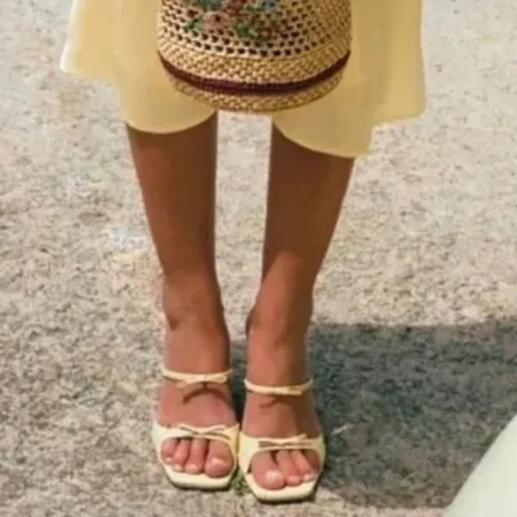 Rouje Paris Eve Wedge Mules Nappa Butter Yellow Size 37 - Picture 3 of 16